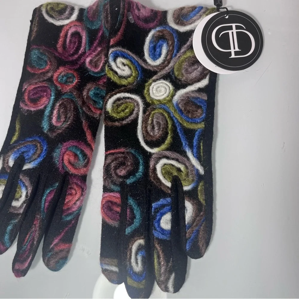 Tina Davies Professional Swirl Print Touchscreen Gloves – Colorful Winter Warm - Picture 1 of 13